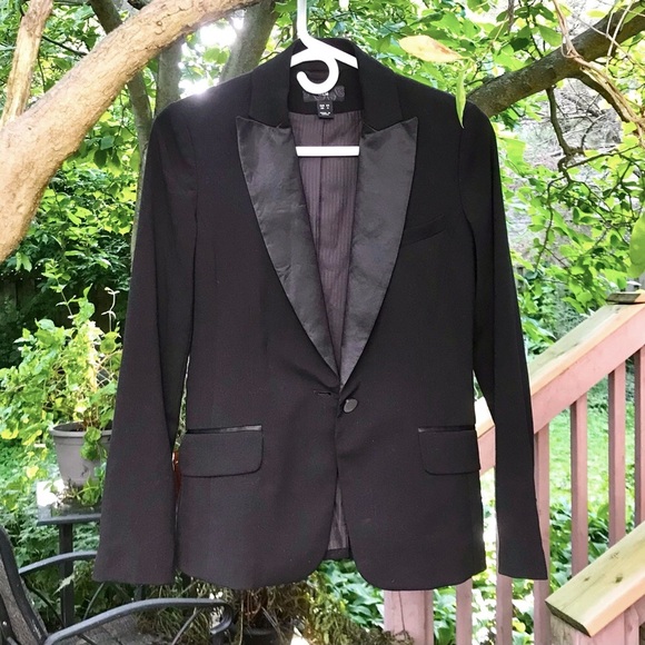 Black H&M Tuxedo Jacket w/ Satiny Lapels - Picture 1 of 9